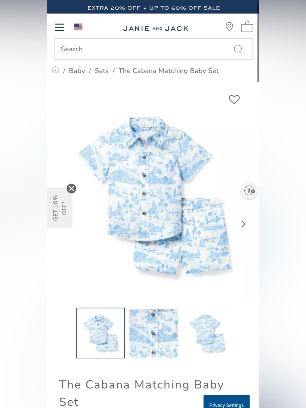 Janie and Jack The Cabana Matching Baby Set